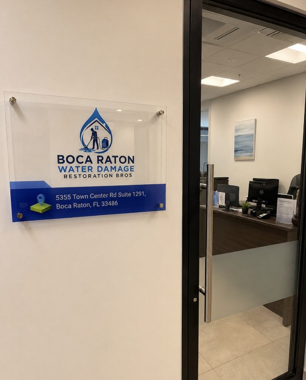 Boca Raton Water Damage Restoration Bros office entrance with reception visible