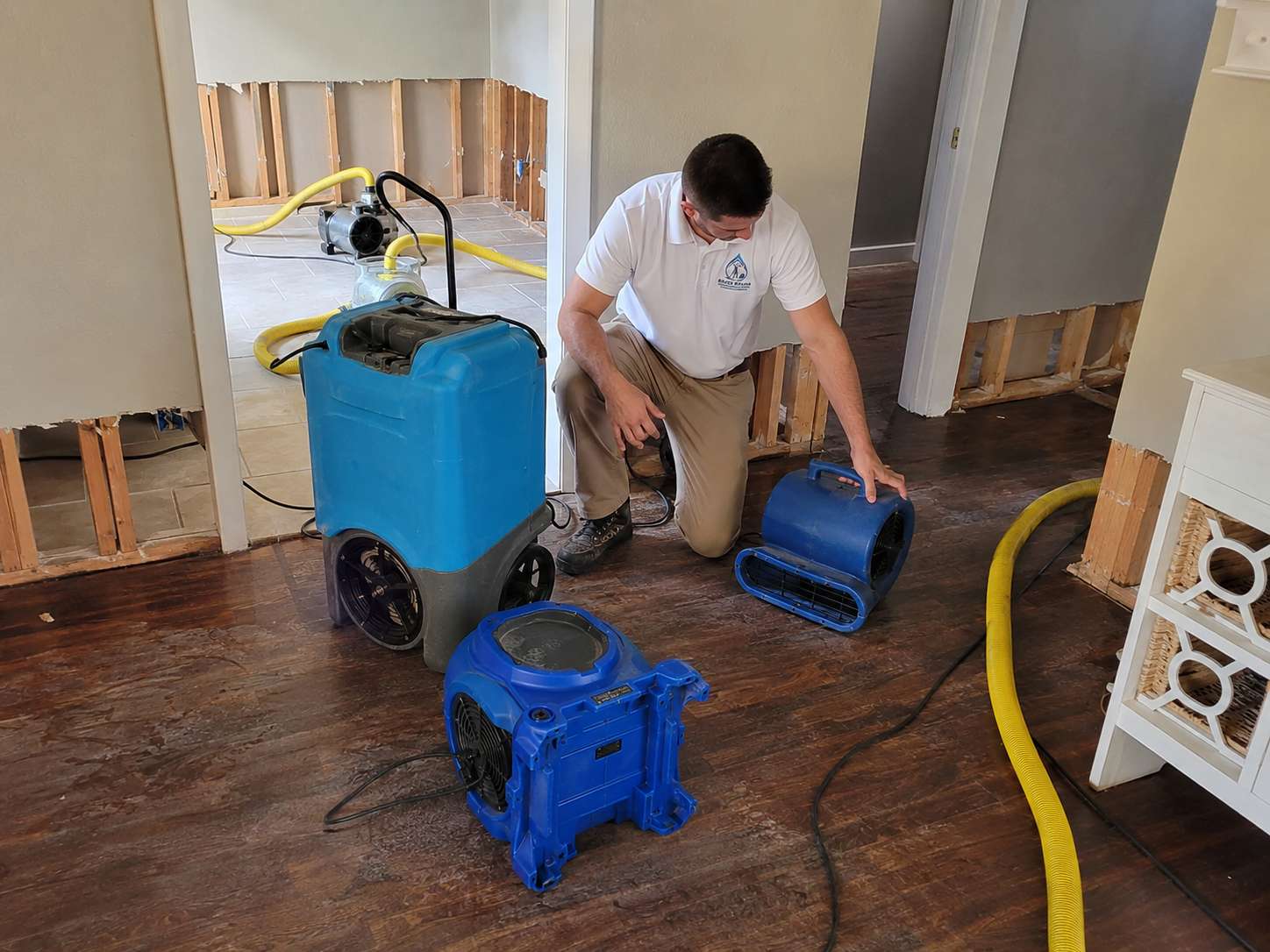 Structural drying equipment setup